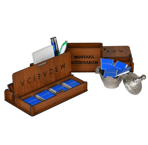 Özel Tasarım Kutulu Çikolata Acıbadem (Ahşap)